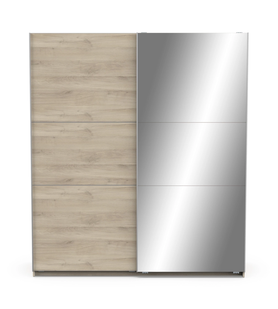 ARMADIO "GHOST" QUERCIA CON ANTE SCORREVOLI E SPECCHIO, 178X59X203 CM